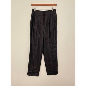 Vintage Nordstrom Sportswear Pants Womens 14 Black Linen Pleated Lined Lagenlook